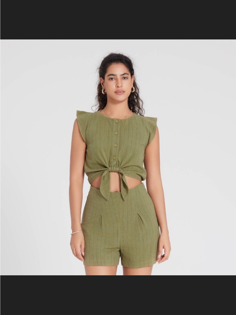 Target Olive Green Knit Tie-Front Romper